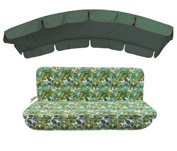 Комплект подушок до гойдалки eGarden ONA VERDE 180x110x6 з темно-зеленим тентом 120х210 5250 фото