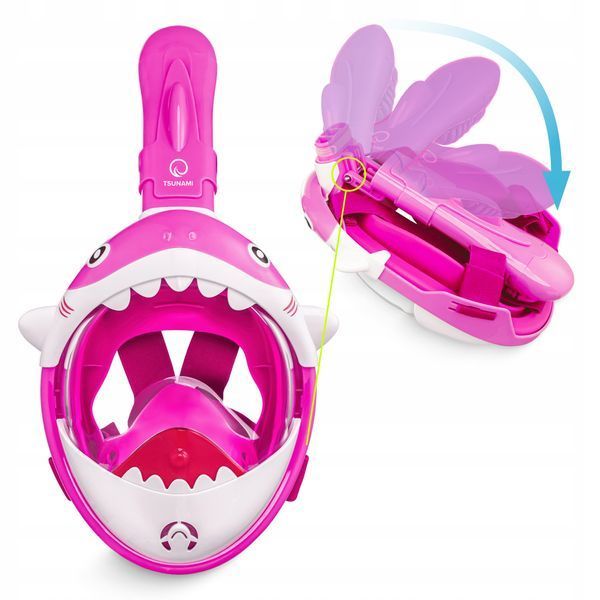 TSUNAMI Shark Snorkeling Маска для всего лица, детская розовая (P-5905973405430) 50005500 фото