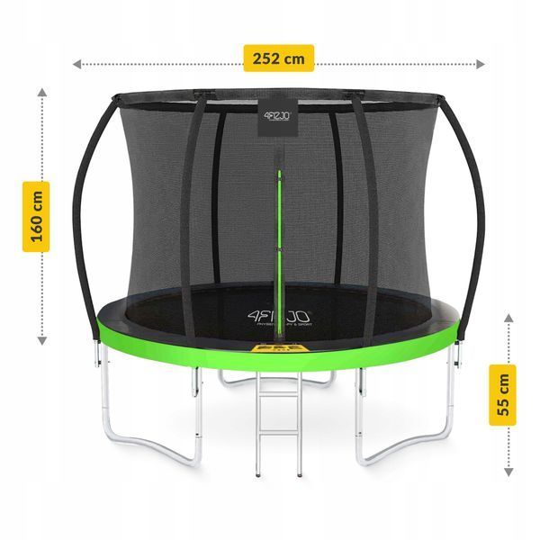 Батут із внутрішньою сіткою 4FIZJO PRO 8FT 252 см Black/Green (P-5907739314161) 50004241 фото