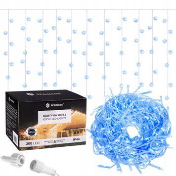 Гірлянда бахрома вулична (зовнішня) Springos 8 м 200 LED CL0202 Blue 50003134 фото