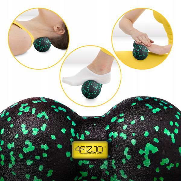 Двойной массажный мяч 4FIZJO EPP DuoBall 12 черный/зеленый (P-5907222931325) 50001371 фото