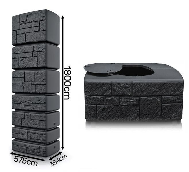 Ємність для збору дощової води Prosperplast Tower Stone, антрацит, 350 л 2279995009 фото