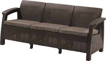 Софа садовая пластиковая Keter Corfu love seat max, коричневая 1199342176 фото
