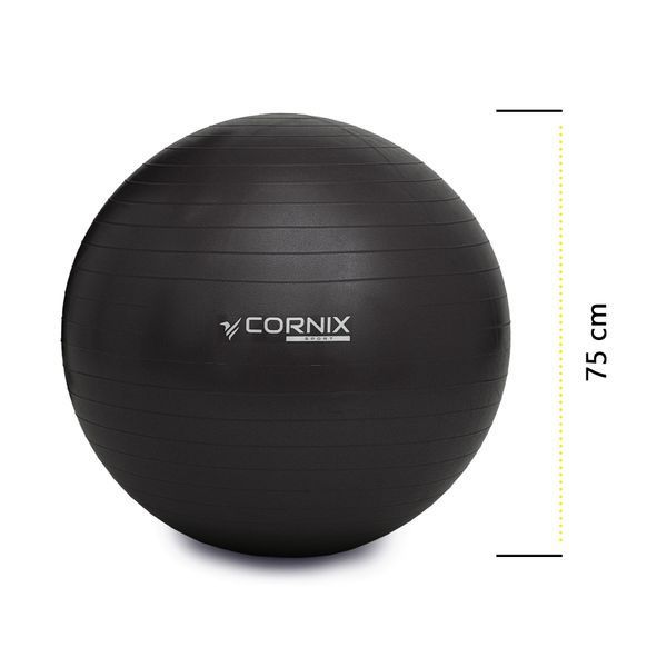 М'яч для фітнесу (фітбол) Cornix 75 см Anti-Burst XR-0026 Black 50003817 фото