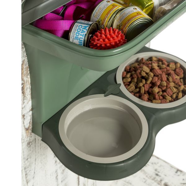 Підставка для корму пластикова Food Stand 48x27x42h сіро-бежевий 30004040 фото