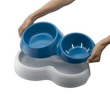 Миска для корма с двойным дном для воды Medium 33x20x9h, синий 30004033 фото