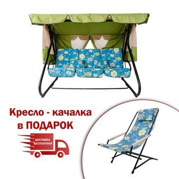 Садова гойдалка Vitan Вілла (бязь, бірюзові квіти) 43466 фото