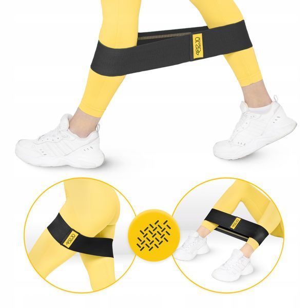 Резинка для фітнесу та спорту із тканини 4FIZJO Hip Band 10-15 кг Black/Yellow (P-5907739310309) 50001899 фото