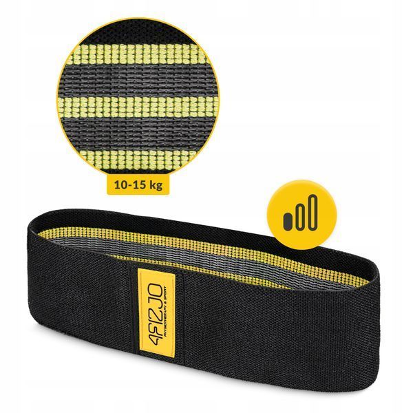 Резинка для фітнесу та спорту із тканини 4FIZJO Hip Band 10-15 кг Black/Yellow (P-5907739310309) 50001899 фото