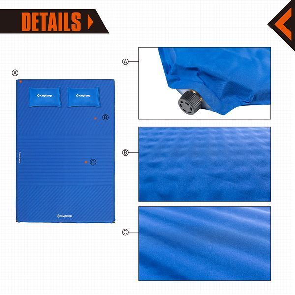 Килимок самонадувний KingCamp Comfort Double II (KM3594) ROYAL BLUE 13039 фото