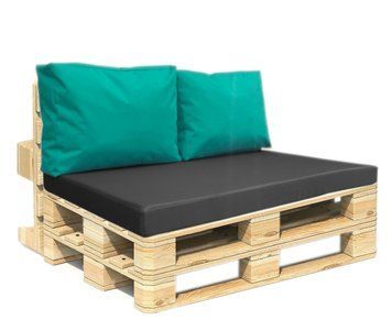 Комплект водоотталкивающих подушек для паллет-дивана eGarden Rio 120x80x10 серый/бирюза 5177 фото