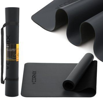 Килимок спортивний Cornix PU 183 x 68 x 0.4 см для йоги та фітнесу XR-0317 Black 50005112 фото