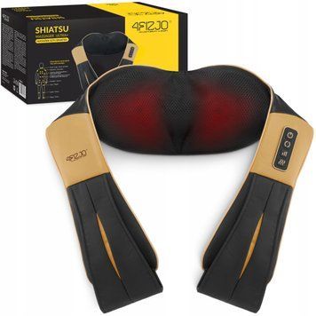Накидка-масажер 4FIZJO Shiatsu Ultra+ для шиї та спини, акумуляторний Black/Gold (P-5907739319081) 50004764 фото