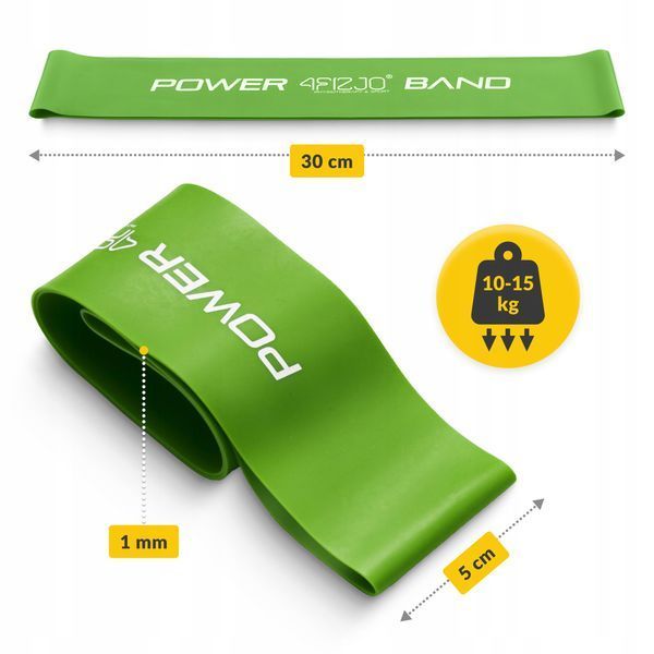 Резинка для фітнесу 4FIZJO Mini Power Band 1 мм 10-15 кг Green (P-5907222931615) 50001397 фото