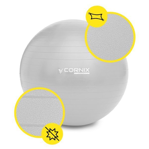 М'яч для фітнесу (фітбол) Cornix 65 см Anti-Burst XR-0362 Silver 50005263 фото