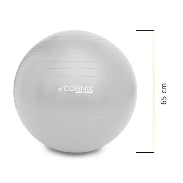 М'яч для фітнесу (фітбол) Cornix 65 см Anti-Burst XR-0362 Silver 50005263 фото
