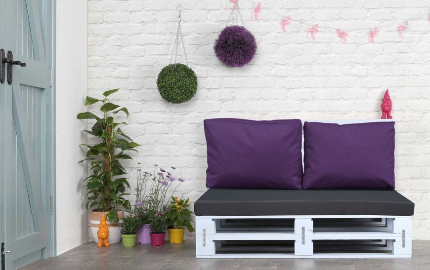 Комплект подушок для палет-дивана eGarden Premium texsilk 120x80x10 сірий/фіолетовий 5181 фото