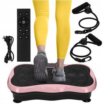 Віброплатформа для тренувань 4FIZJO Ultra+ з пультом та еспандерами Black/Pink (P-5905973402880) 50005319 фото