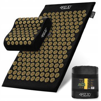 Килимок акупунктурний з подушкою 4FIZJO Ergo Mat Аплікатор Кузнєцова Black/Gold (P-5907739313881) 50004381 фото