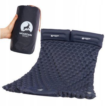 Килимок (каримат) надувний Mountain Goat 200 x 120 x 7 см двомісний з вбудованим насососм Navy Blue (P-5905973400923) 50004949 фото