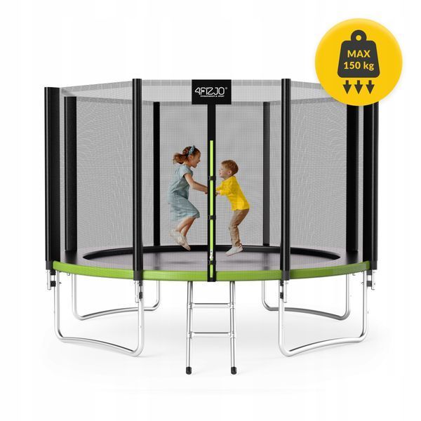 Батут із зовнішньою сіткою 4FIZJO Classic 12FT 374 см Black/Green (P-5907739312914) 50005370 фото