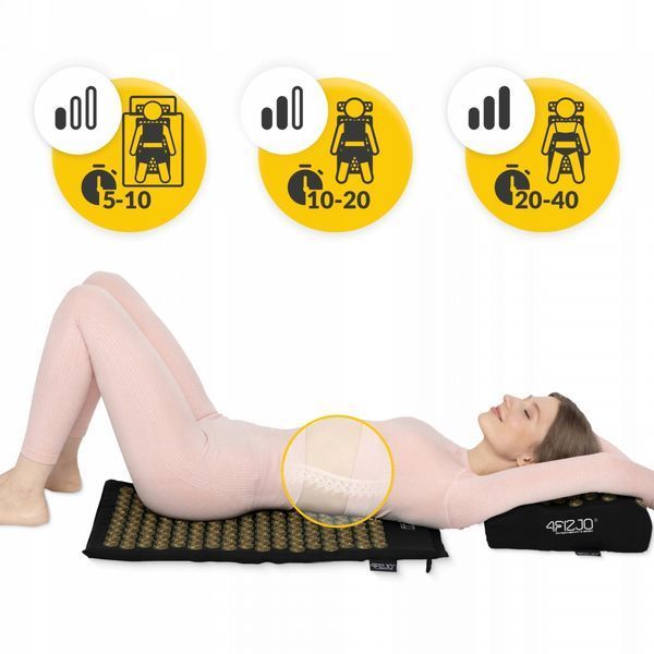Килимок акупунктурний з подушкою 4FIZJO Ergo Mat Аплікатор Кузнєцова Black/Gold (P-5907739313881) 50004381 фото