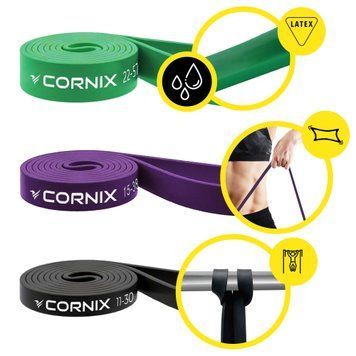 Еспандер-петля Cornix Power Band 11-57 кг (резина для фітнесу та спорту) набір 3 шт XR-0089 50004074 фото