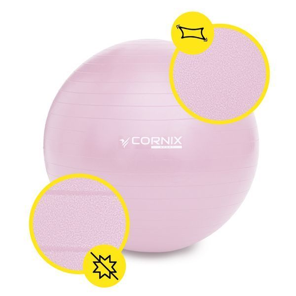 М'яч для фітнесу (фітбол) Cornix 75 см Anti-Burst XR-0367 Light Pink 50005268 фото