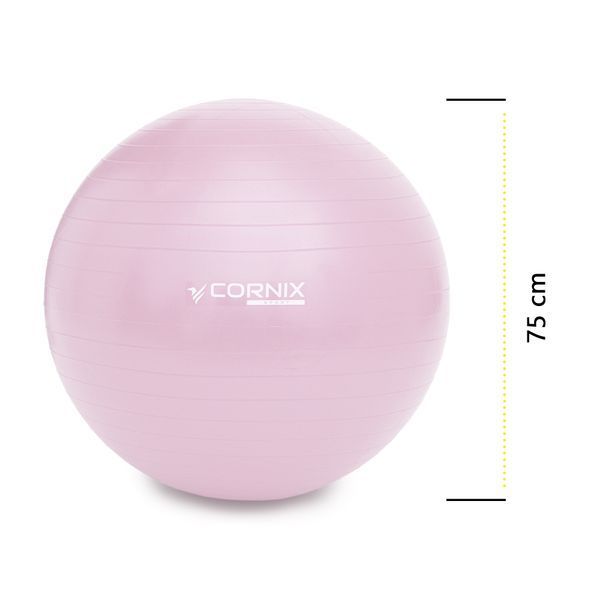 М'яч для фітнесу (фітбол) Cornix 75 см Anti-Burst XR-0367 Light Pink 50005268 фото