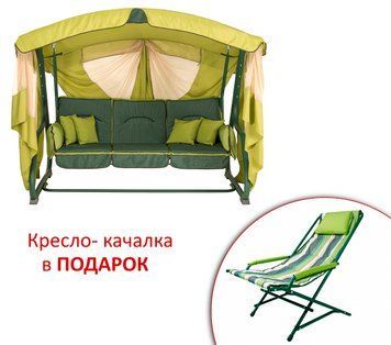 Садова гойдалка Vitan Аліса (Олефін зелений, двосторонній) в подарунок крісло-гойдалка 42353 фото