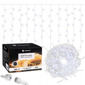 Гірлянда бахрома вулична (зовнішня) Springos 12 м 300 LED CL300 Cold White 50002516 фото