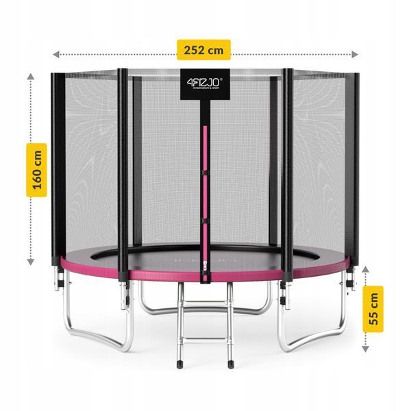 Батут із зовнішньою сіткою 4FIZJO Classic 8FT 252 см Black/Pink (P-5907739314536) 50005374 фото