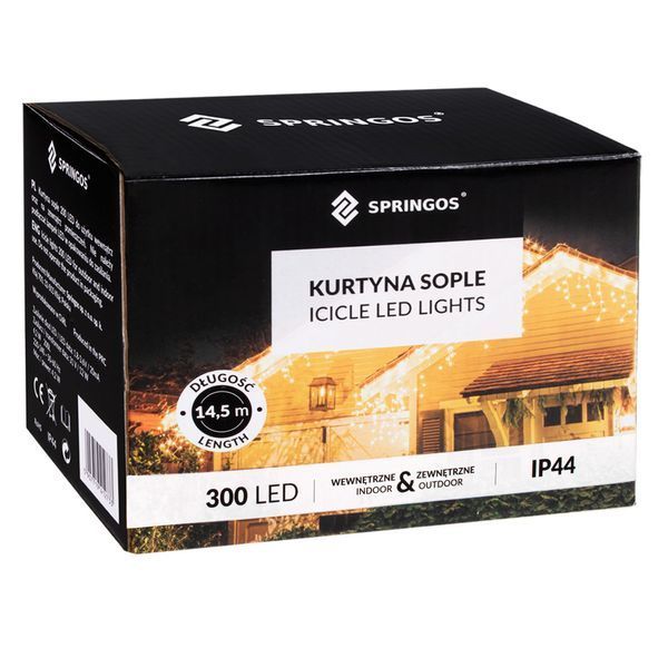 Гирлянда бахрома уличная (уличная) Springos 12 м 300 LED CL300 Холодный белый 50002516 фото