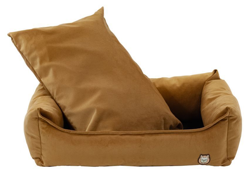 Лежак для собаки eGarden Velvet Lounge 60x40х22велюр leather brown світло-коричневий 6014 фото