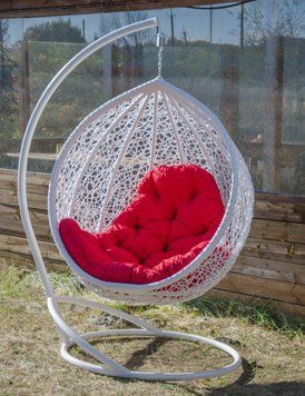 Подвесное кресло-кокон Vesta серый белый ротанг UK-000032 фото