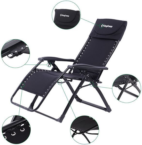 Шезлонг KingCamp Deckchair Enlarged Style(KC3903) Black 11322 фото