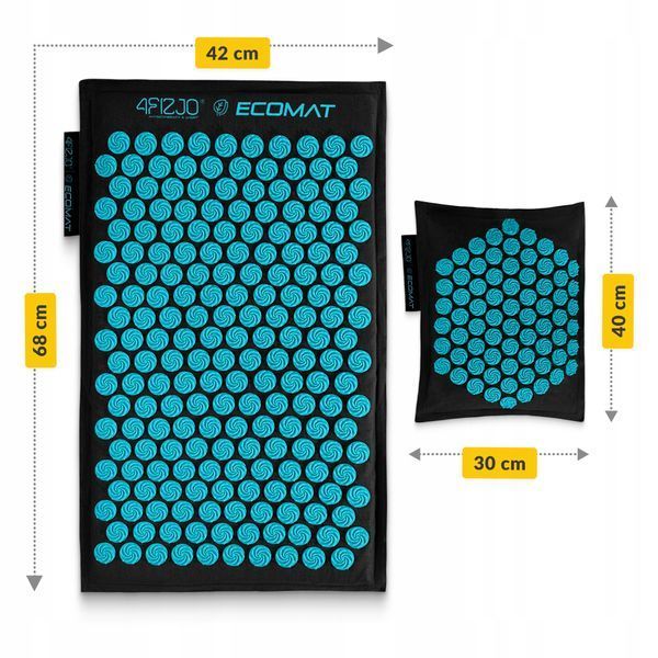 Килимок акупунктурний з подушкою 4FIZJO Eco Mat Аплікатор Кузнєцова Black/Blue (P-5907739316684) 50004579 фото