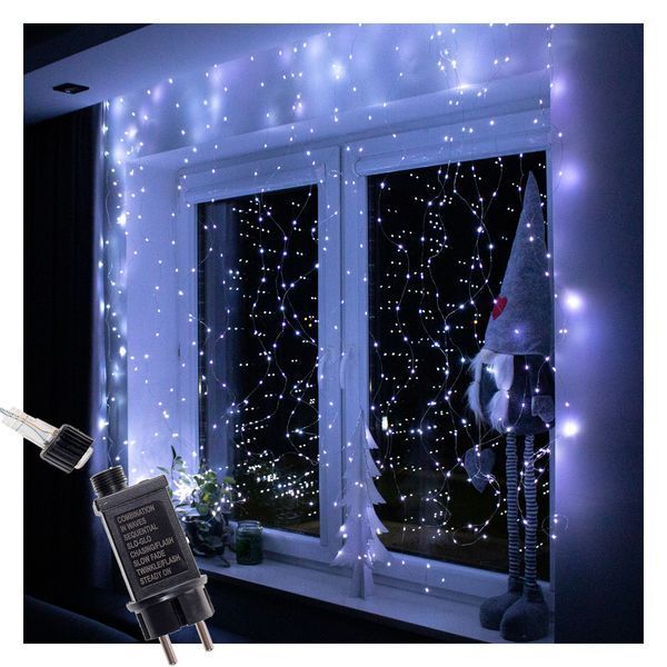 Гирлянда водопад (штора) Springos 2 x 2 м 400 LED CL0098 Холодный белый 50003336 фото