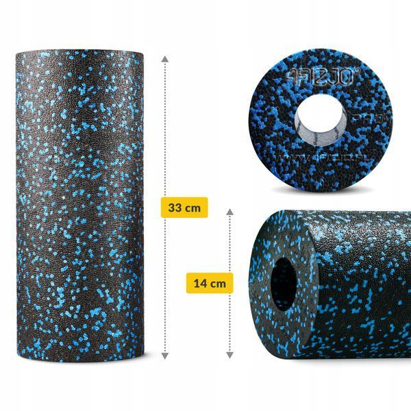 Масажний ролик 4FIZJO EPP PRO+ 33 x 14 см (валик, роллер) гладкий Black/Blue (P-5907222931417) 50001522 фото