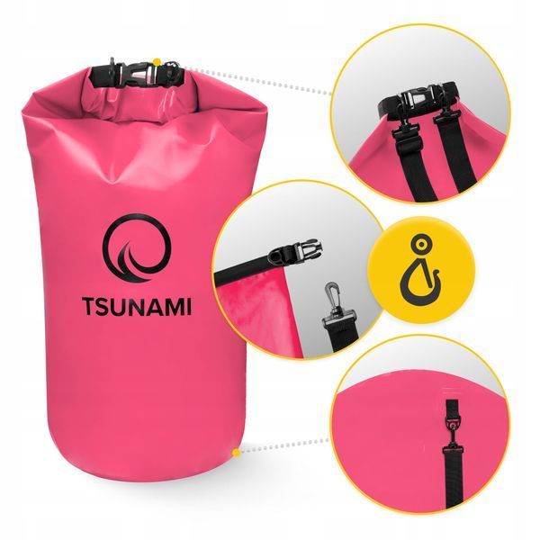 TSUNAMI Dry Pack 30 л водонепроницаемый розовый герметичный пакет (P-5907739314093) 50004408 фото