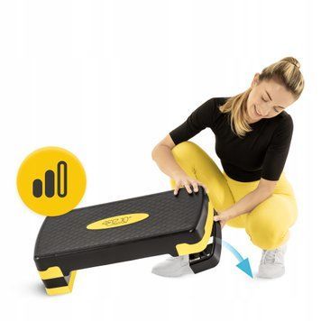 Степ-платформа 3-ступінчаста 4FIZJO 69 х 28 х 10-15-20 см Black/Yellow (P-5907739311436) 50002229 фото