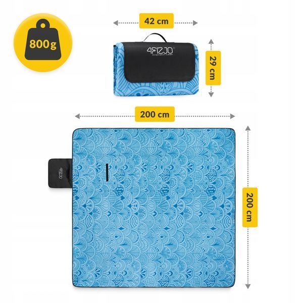 Килимок для пікніка та кемпінгу 4FIZJO 200 x 200 см складний (P-5905973400947) 50004960 фото