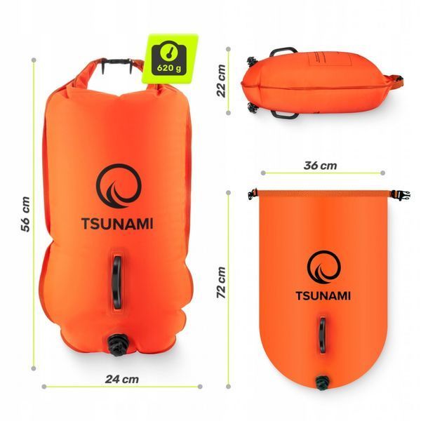 Надувной плавательный буй TSUNAMI 2 в 1 оранжевый (P-5907739312716) 50003084 фото