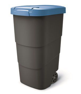 Бак для сміття Prosperplast Wheeler 110 л, антрацит, синя кришка 2140937716 фото
