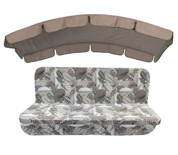 Комплект подушок до гойдалки eGarden NASTIA GRIS 180x110x6 кавовий тент 120х210 5633 фото