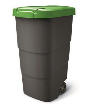 Бак для сміття Prosperplast Wheeler 110 л, антрацит, зелена кришка 2140947513 фото