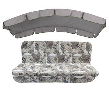 Комплект подушок до гойдалки eGarden NASTIA GRIS 180x110x6 сірий тент 120х210 5634 фото
