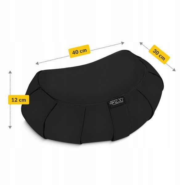 Подушка для йоги та медитації 4FIZJO Zafu напівкругла 40 x 30 x 12 см Black (P-5907739315519) 50005587 фото