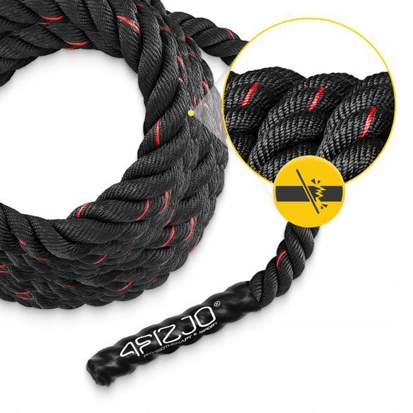 Канат тренувальний 4FIZJO Battle Rope 12 м для кросфіту Black (P-5907739312259) 50003117 фото