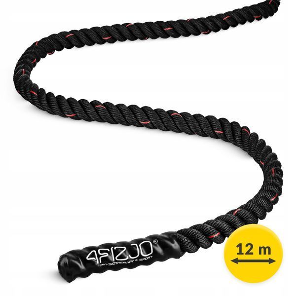 Канат тренувальний 4FIZJO Battle Rope 12 м для кросфіту Black (P-5907739312259) 50003117 фото